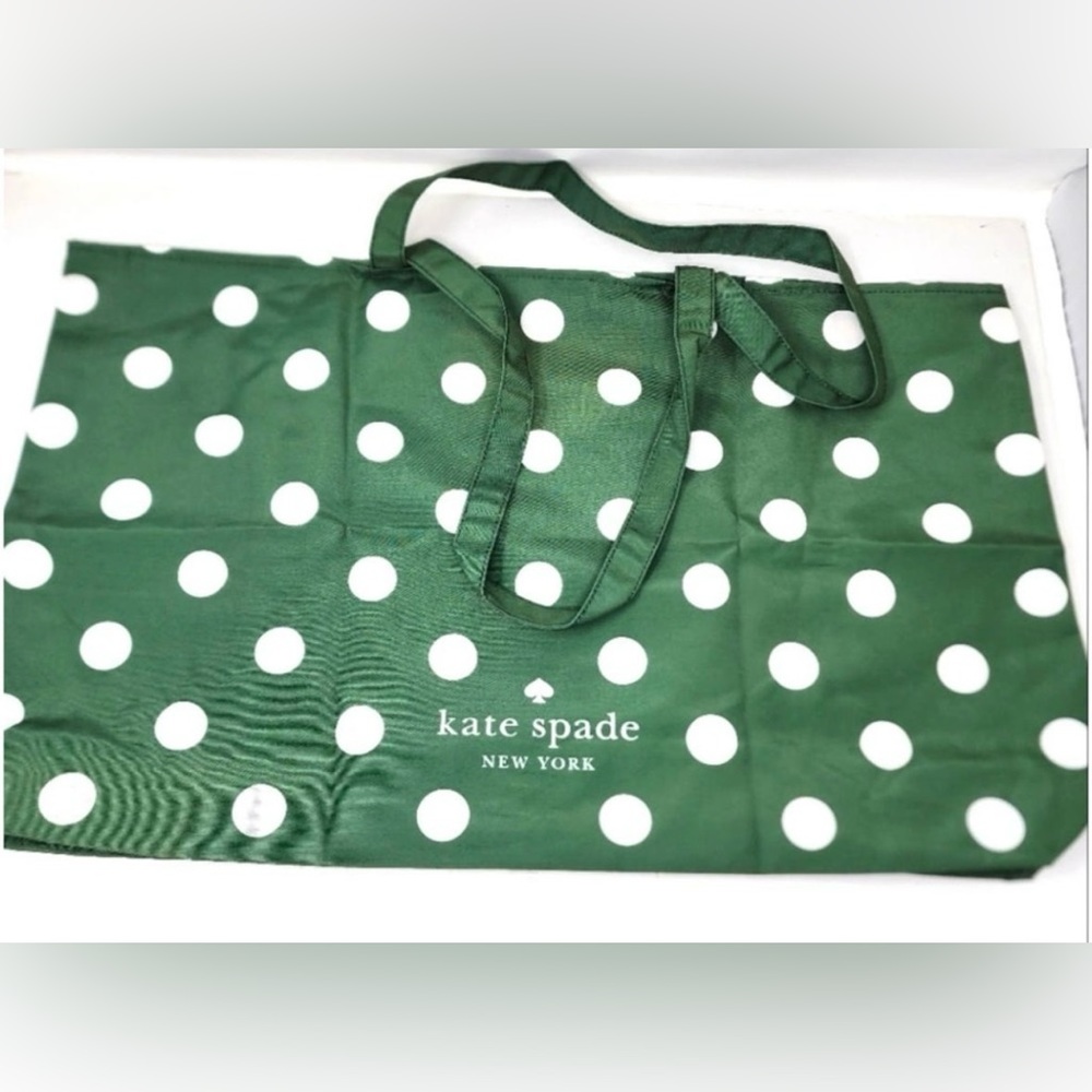 Kate Spade XL tote - green and white polkadot